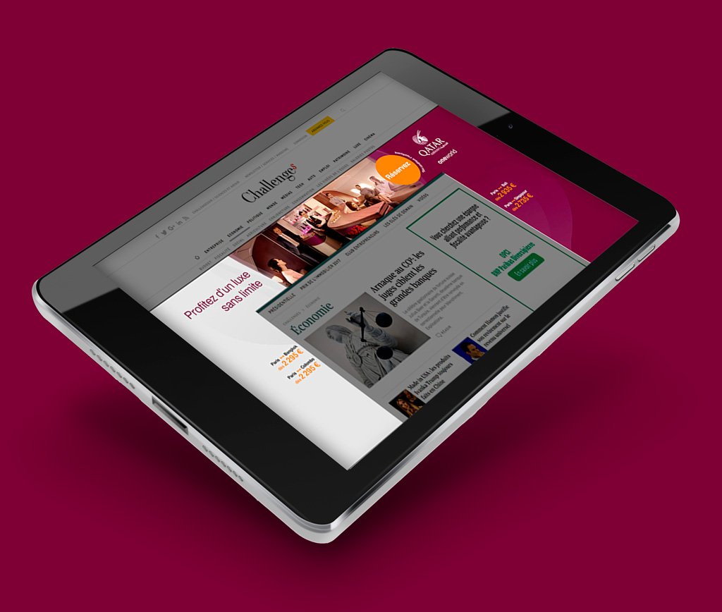 Page d'accueil du site Qatar Airways · Campagne digitale, réalisé par Mooverflow