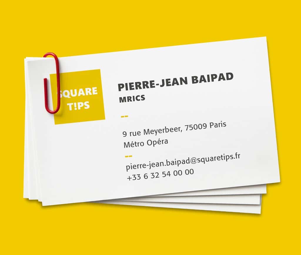Page d'accueil du site Square Tips · Cartes de visite, réalisé par Mooverflow