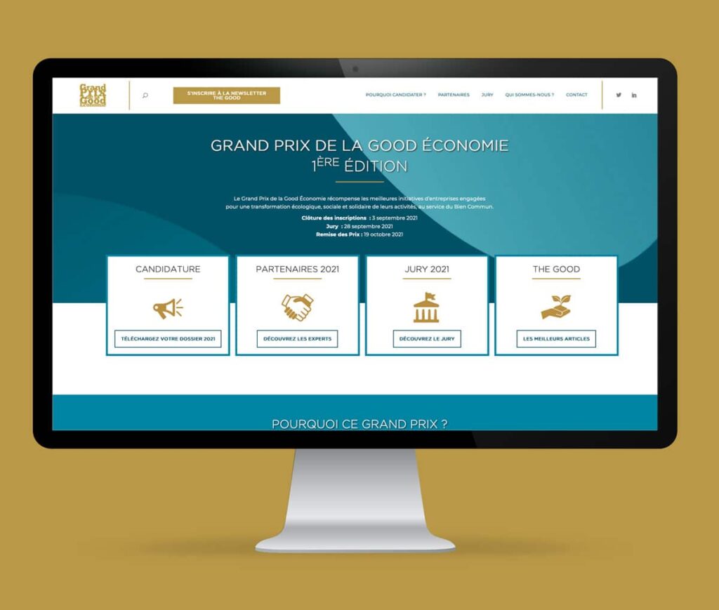 Page d'accueil du site Grand Prix de la Good Économie · Site internet, réalisé par Mooverflow