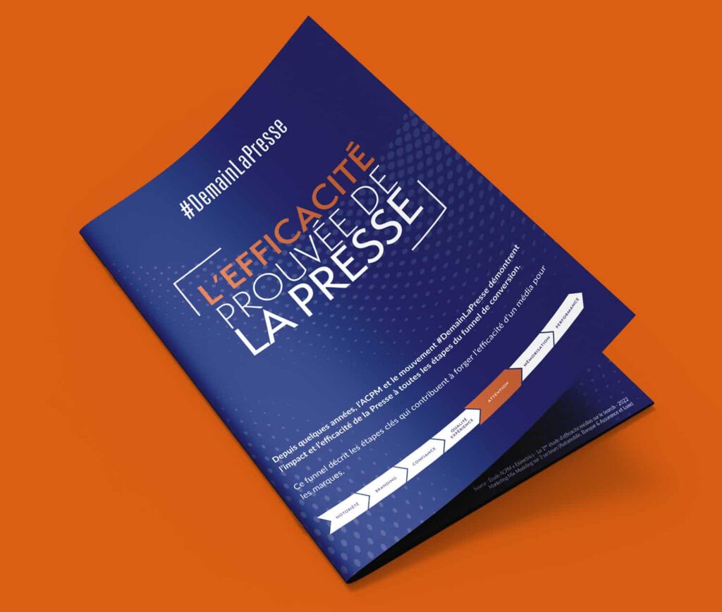 Page d'accueil du site Demain La Presse · Dépliant L’efficacité, réalisé par Mooverflow