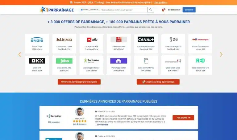Page d'accueil du site 1parrainage.com · Refonte du site et du logo, réalisé par Mooverflow