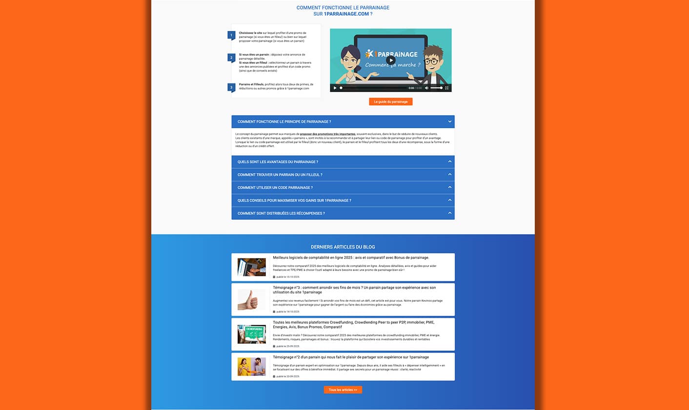1parrainage.com, réalisation Mooverflow
