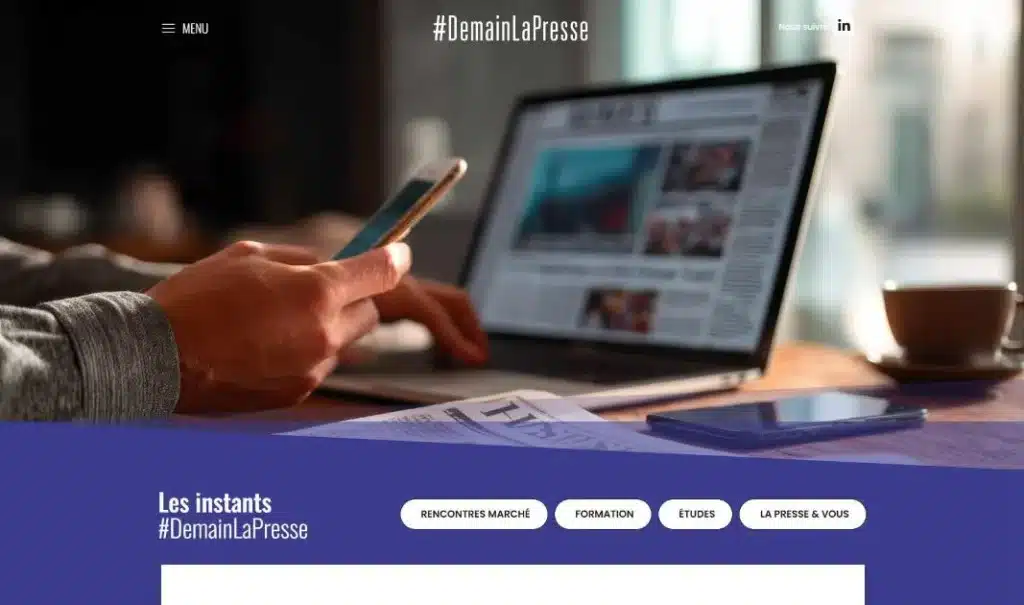 Page d'accueil du site ACPM · Site #DemainLaPresse, réalisé par Mooverflow