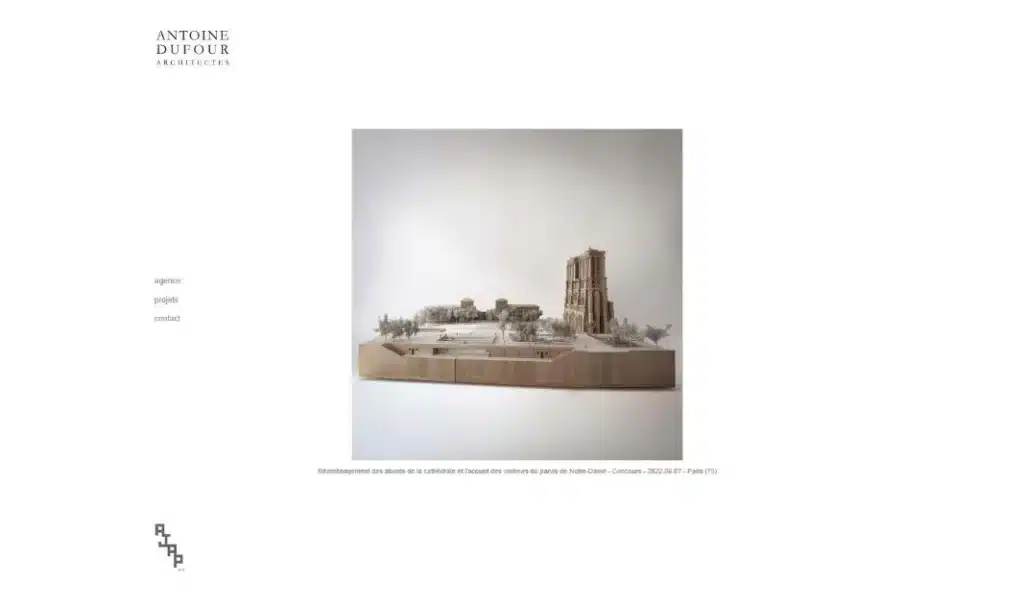 Page d'accueil du site Antoine Dufour Architectes · Site internet, réalisé par Mooverflow