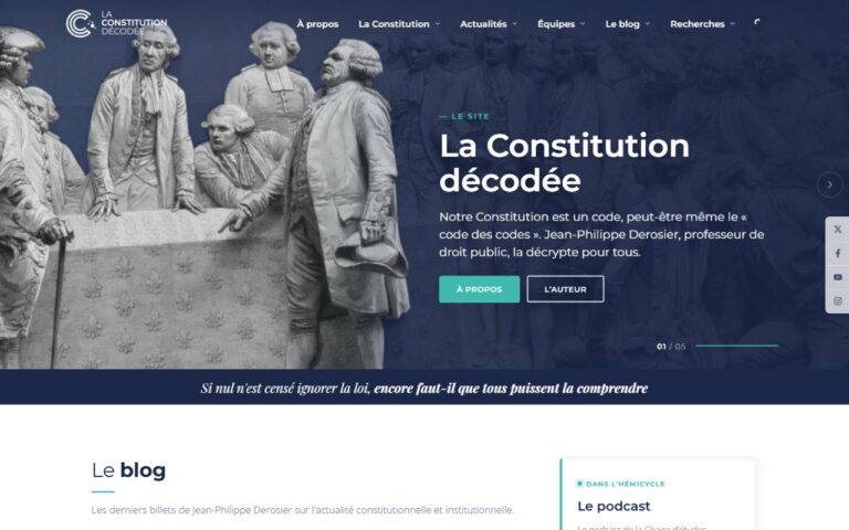 Page d'accueil du site Constitution décodée · Refonte du site internet, réalisé par Mooverflow