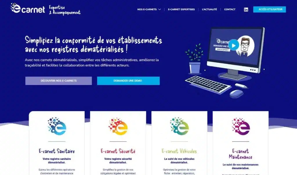 Page d'accueil du site E-carnet · Refonte du site internet, réalisé par Mooverflow