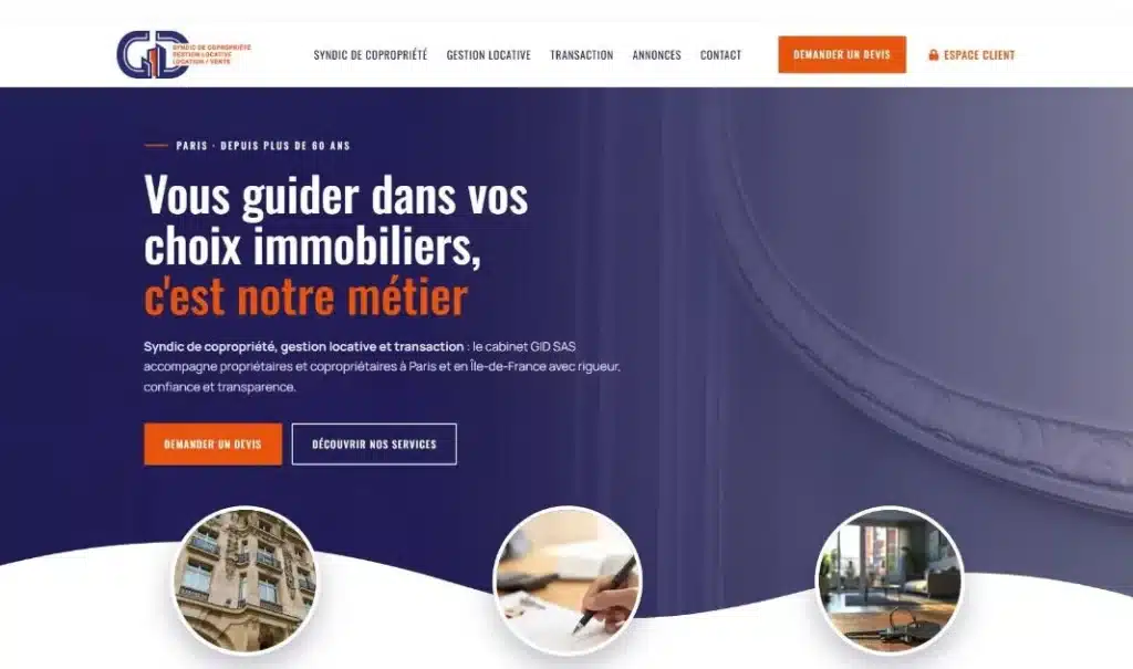 Page d'accueil du site GID · Nouvelle identité, réalisé par Mooverflow