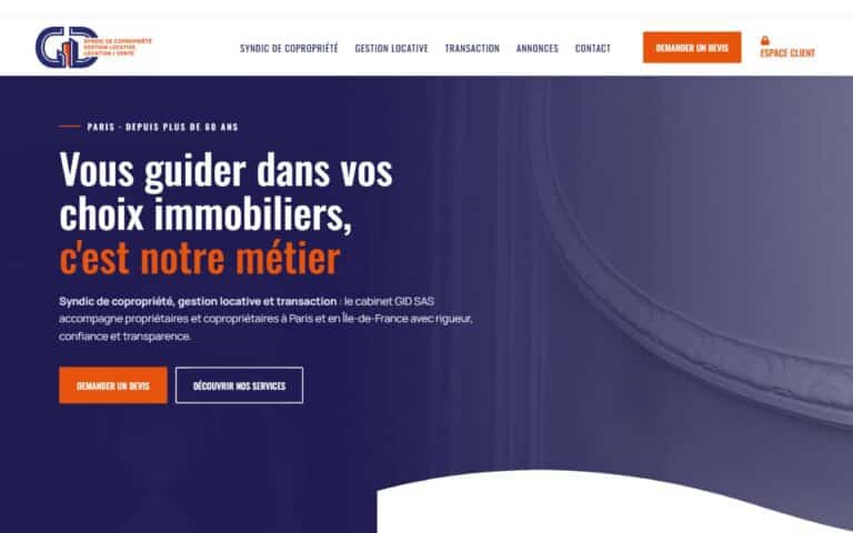 Page d'accueil du site GID SAS · Refonte du site internet, réalisé par Mooverflow