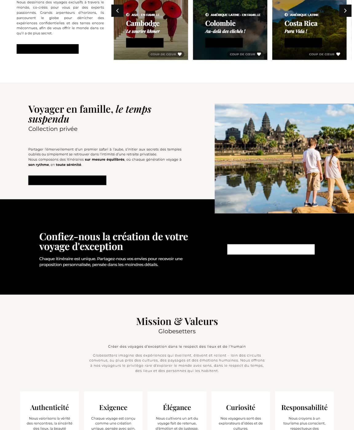 Site Globesetters, réalisation Mooverflow