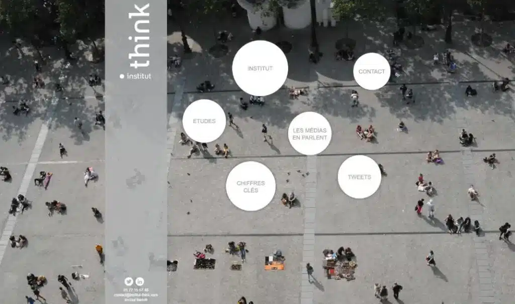Page d'accueil du site Institut Think · Site internet, réalisé par Mooverflow