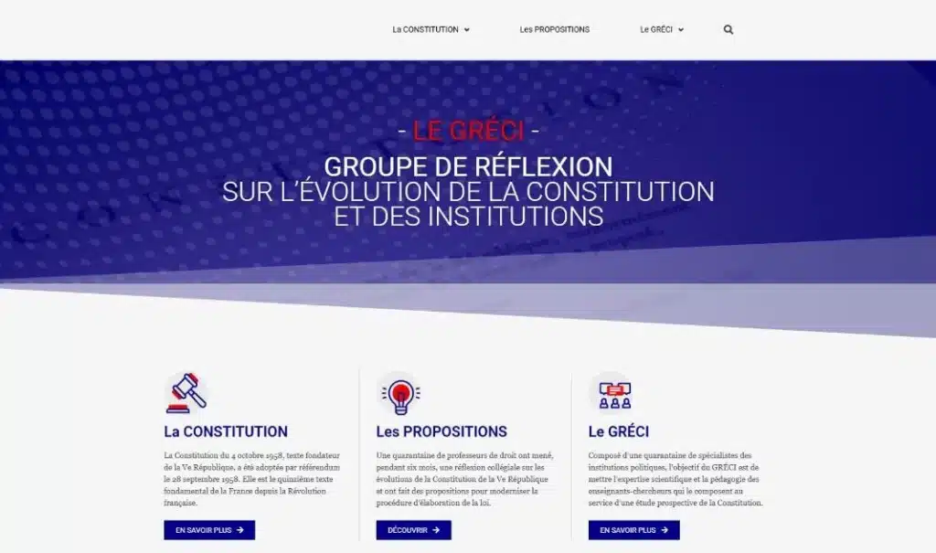 Page d'accueil du site Le GRÉCI · Site internet, réalisé par Mooverflow
