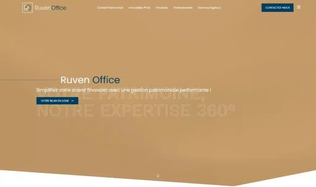 Page d'accueil du site Ruven Office · Identité et refonte du site, réalisé par Mooverflow