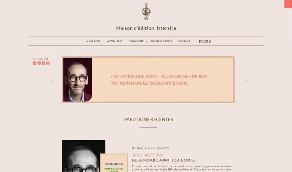 Page d'accueil du site Sabine Wespieser Éditeur · Refonte du site, réalisé par Mooverflow