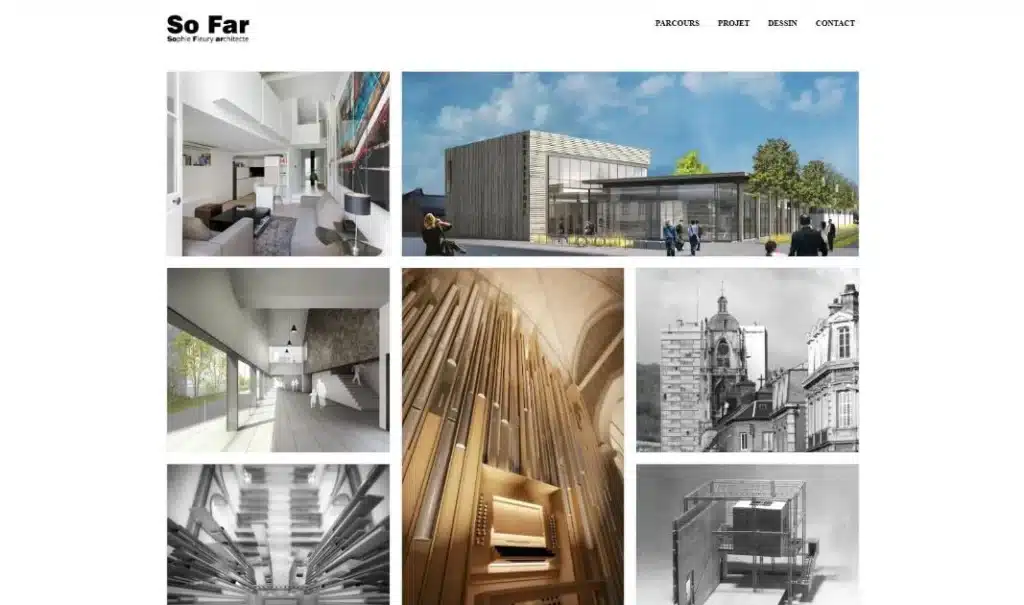 Page d'accueil du site So Far – Sophie Fleury · Site internet, réalisé par Mooverflow